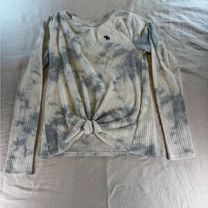 Abercrombie Kids Girls Tie Dye Knit Pullover Top Gray with Logo Knot Size 13/14